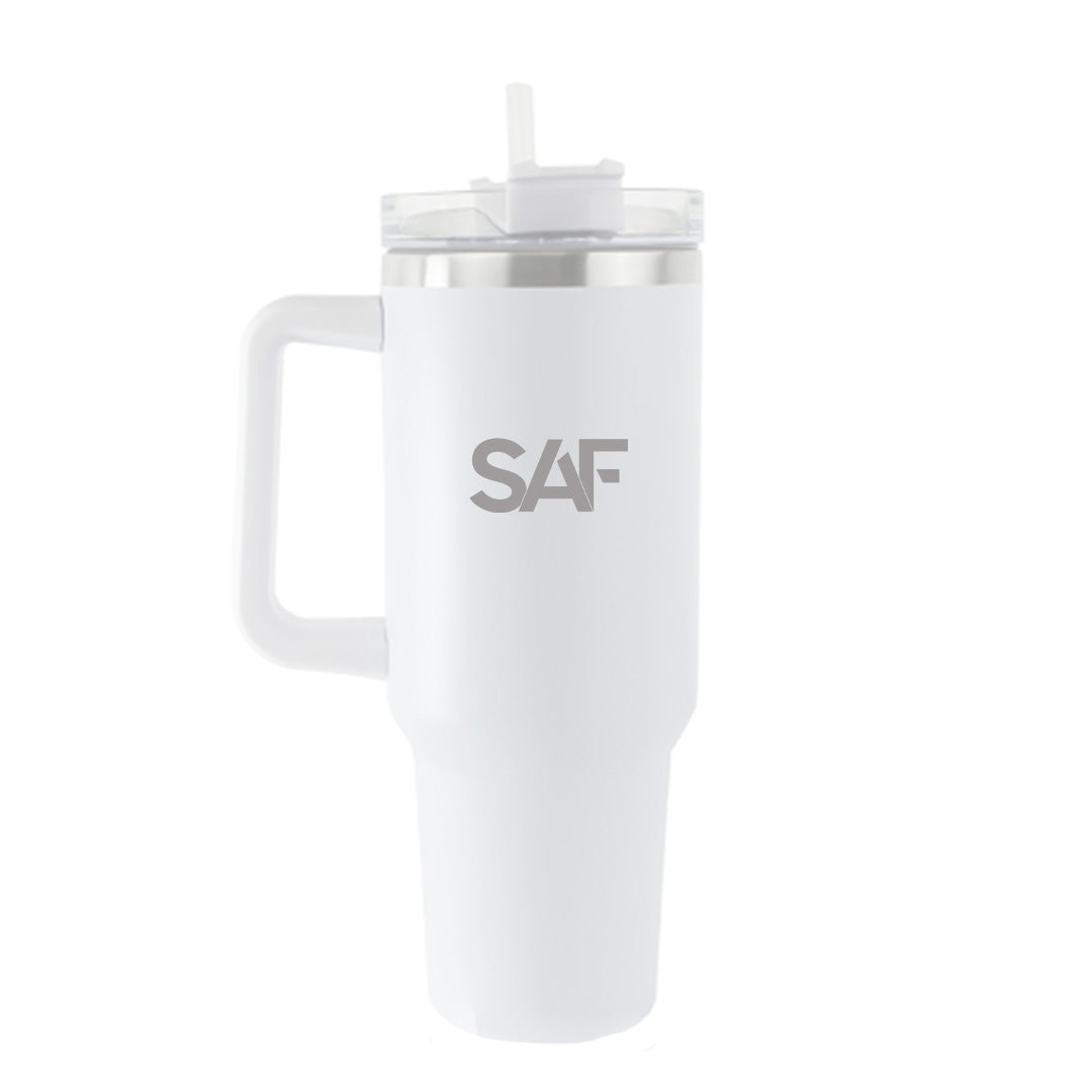 SAF White Engraved Tumbler
