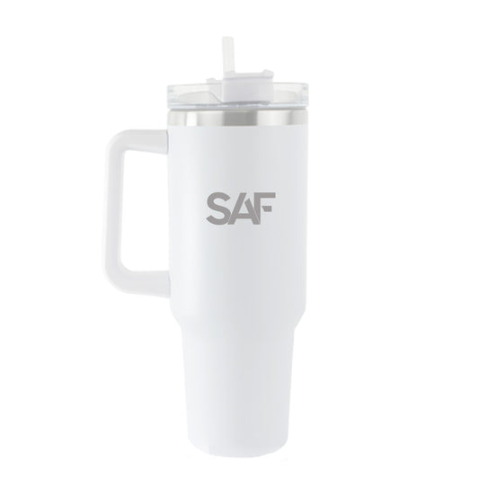 SAF White Engraved Tumbler